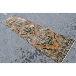 Alfombra turca Vintage naranja Beige de 26x10,8 pies, área grande clásica, diseño de retazos rectangulares, látex de lana para pasillo, alfombra para habitación - Product Image 4