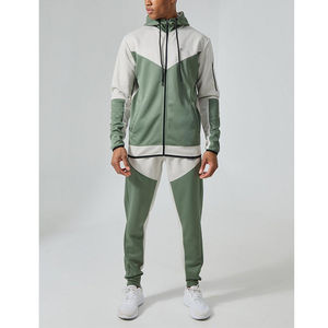 Ensemble de survêtement pour homme de haute qualité, tissé d'hiver, surdimensionné, uni, fermeture éclair, coton vert, cordon de serrage, streetwear, manches longues - Product Image 1