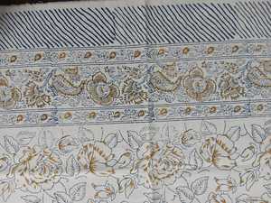 Nappe de salle à manger en tissu de coton indien fait à la main couverture d'impression de bloc floral pour des tables - Product Image 2