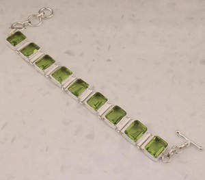 Peridot Gemstone Tennis <b>Bracelet</b> 925 Sterling <b>Silver</b> 18K Gold Plated Luxury <b>Charm</b> Jewelry GIA Certified August Birthstone Gift - Product Image 4