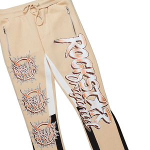 Chándal personalizado de alta calidad con lavado ácido para hombre, sudadera XL con capucha de lana, conjunto de pantalones de chándal con logotipo impreso, pantalones acampanados de invierno - Product Image 5