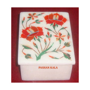 Cajas de regalo de Ramadán de mármol con incrustaciones de piedra Natural colorida hecha a mano de último diseño y caja de regalo de San Valentín DE ARTE Floral con incrustaciones - Product Image 1