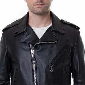 Classic Men's Black Genuine Leather Biker <b>Jacket</b> Slim Fit Motorcycle <b>Punk</b> Style Coat with Belt and Asymmetric Zipper Wholesale - Product Image 6