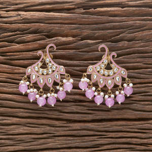 Créateur de bijoux de mode dames femmes Indo Western perles Meenakari boucle d'oreille avec placage Mehndi - Product Image 4