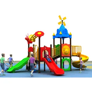 Customized Outdoor Recreation Playground Equipment, Preschool Plastic Large Slide Outdoor Play House for Kids