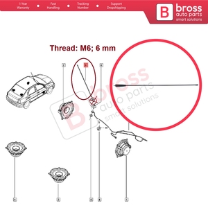 เสาอากาศหลังคา BSP839 สำหรับวิทยุ AM FM ขนาด M6 6 มม. สำหรับรถยนต์ Logan Duster Sandero 19 Clio Master Megane Scenic Symbol Thalia Traf - Product Image 5