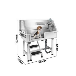 Baignoire de toilettage pour chien - avec marches, robinet mélangeur et tapis antidérapant - Product Image 2