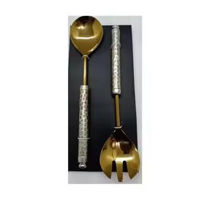 Ensemble de service à salade en acier inoxydable de haute qualité avec manche en bois design bambou, écologique et compatible lave-vaisselle - Product Image 6