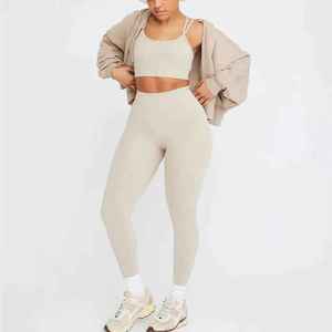 2025 Custom 2 Pieces <b>Seamless</b> <b>Top</b> Sports Jacket Gym Fitness Yoga <b>Set</b> Women Workout <b>Leggings</b> <b>Sets</b> for Women - Product Image 1