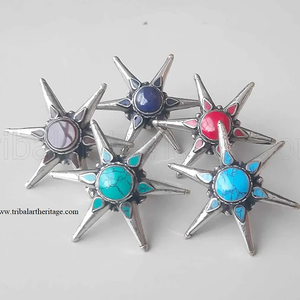 แหวนชนเผ่าสีสันสดใสเครื่องประดับระดับพรีเมี่ยมดีไซน์โบฮีเมียนแบบทำมือปรับได้สำหรับผู้ค้าปลีก - Product Image 2