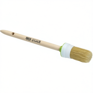 NLLE <b>Round</b> Paint <b>Brush</b> Size 4 with 40mm Bristle Length 25mm Light Mixed Bristles Raw Wooden Handle - Product Image 3