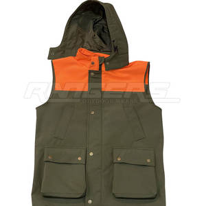 Gilet en polaire à capuche pour hommes Gilet de chasse vert olive orange Workwear Taille personnalisée Gilet utilitaire sans manches - Product Image 1