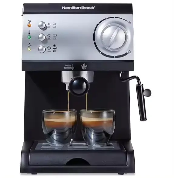 Sadece geldi Hamiltones plaj 15 Bar Espresso makinesi Cappuccino süt köpürtücü & Latte Maker ile 2 bardak yapmak