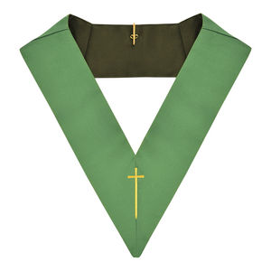 Collar de bordado a máquina de cinta verde Regalia masónica de calidad superior con MOQ bajo y servicio OEM - Product Image 1