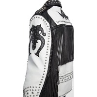 Chaquetas de estilo personalizado de moda Spike Stud Moto Rock Punk Spike tachonado Motocicleta Biker Chaquetas de cuero genuino para hombres
