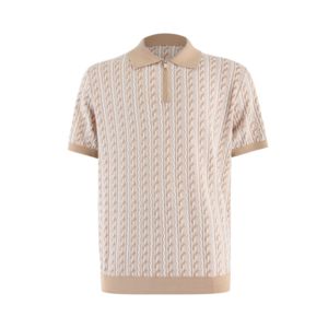 Verano nuevo dos colores rayas hombres Top cremallera Polo hombres algodón tejido - Product Image 5