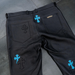 Pantalon en cuir pour hommes Streetwear Punk Hip Hop avec logo personnalisé OEM - Product Image 4