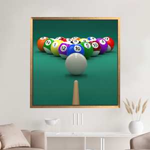 Toile imprimée sur le thème du billard, œuvre d'art moderne, affiche élégante pour décoration de chambre à coucher, encadrée en or - Product Image 1