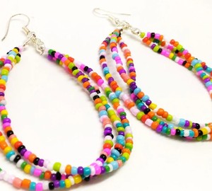 Trendy Long Rainbow <b>Earrings</b> Rainbow Bead Dangle <b>Earrings</b> Multi <b>Earrings</b> Rainbow Hoop <b>Earrings</b> Long - Product Image 1
