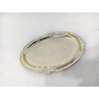 Plateau décoratif rectangulaire en métal couleur argent, plateau de service élégant en acier inoxydable brillant pour l'entrée, la coiffeuse et la présentation de parfums