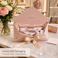 Boîte cadeau en papier de qualité supérieure avec logo personnalisé, enveloppe en papier, boîte cadeau pliante en une seule pièce, couleur unie, ruban de soie rouge, plateau pliant pour fête