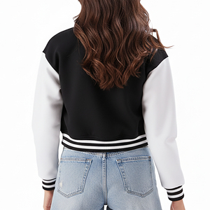 Chaqueta Varsity para Mujer, Diseño Nuevo, Personalizada, OEM, al por Mayor, Manga Larga, Transpirable, Estilo Crop Top, Chaqueta de Béisbol de Peso Pesado - Product Image 3