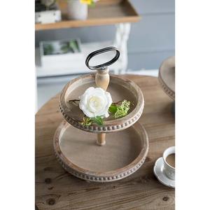 Premium Quality Wooden Cake Display Stand Restaurant and Hotels Supplies Snacks Serving Tray with Metal Handle Candy Fruit Serve - Product Image 5