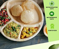 Plaque de feuille d'areca jetable ronde de 12 pouces avec 4 compartiments biodégradable et écologique pour la fonction de fête de mariage