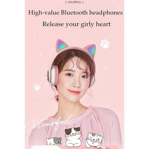 Auricolare Bluetooth On-Ear con figura di gatto e luce della zampa del gattino Bluetooth + auricolare con cavo - Product Image 5
