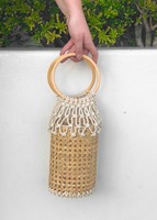 Tendances tendance 2023! Sac en sangle de canne, sac en osier de corde de coton, sac en rotin de Style Vintage