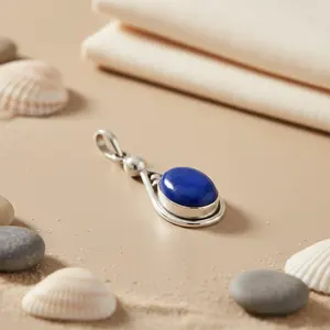 925 Silver Lapis Lazuli Pendant for Women Handmade Blue Gemstone Jewelry Princess Cut Diamond Rose <b>Gold</b> <b>Number</b> Pattern Charm - Product Image 2