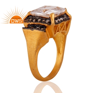 Latest Fashionable Design 18K Gold Plated Natural <b>Cz</b> Gemstone Statement <b>Ring</b> Demi Fine Jewelry Manufacturer - Product Image 2