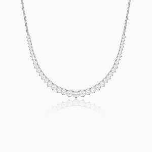 Collar de tenis de Plata de Ley 925 con piedras de moissanita de corte redondo, Joyería de diamantes clásicos para compromiso o regalo - Product Image 3