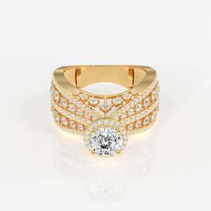 Anillo de cóctel con diamante cultivado en laboratorio y corte portugués, anillo de oro de 18 quilates - Product Image 1