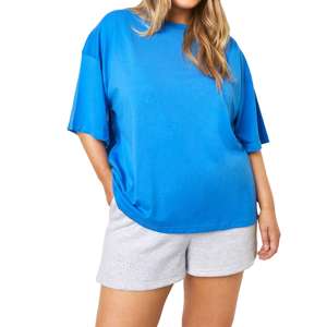 Robe t-shirt pour femme au design personnalisé, 100% coton, blanc, tie-dye, ample, tendance, streetwear, longue ligne, manches courtes, t-shirt pour femme - Product Image 6