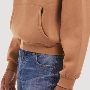 Customized Logo Printed <b>Men's</b> Full-Sleeved Hoodie Boxy Style <b>Crop</b> <b>Top</b> with Zipper Design for Winter - Product Image 5