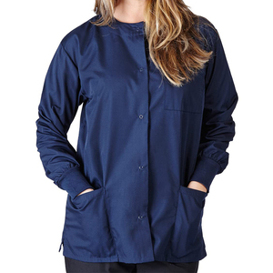 Women's Burgundy <b>Scrub</b> <b>Top</b> Long Sleeve Button Front With Pockets Hospital Uniforms Woven Cotton Polyester - Product Image 3