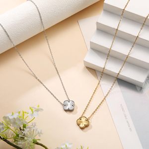 Collar con Colgante de Trébol de Cuatro Hojas Chapado en Oro de 18K de Acero Inoxidable al por Mayor para Mujer, Joyería Sencilla de la Suerte, Regalos - Product Image 4