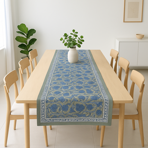 Nouvel Arrivage Premium Indian Designer Floral Tablerunner Fabriqué à la main Bloc Imprimer Festive Table à manger Linge élégant Durable - Product Image 5