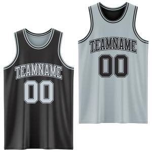 Directamente de la marca Engro Sports Custom Reversible Black Silver Double Side Sublimation Basketball Suit Jersey - Product Image 1