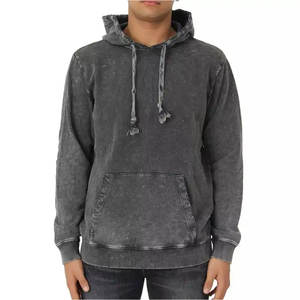 Vente en gros de sweats à capuche personnalisés pour hommes, en molleton de coton uni, délavés à l'acide, de haute qualité, style vintage, avec marque privée - Product Image 4