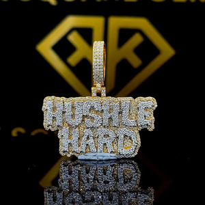 Pendentif Hip Hop personnalisé avec lettre, Pendentif lettre, Pendentif Hip Hop pour homme avec lettre en moissanite, Bijoux Hip Hop Ice Out, Pendentif bicolore - Product Image 1