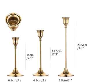 Vintage gold <b>candle</b> holder set for <b>taper</b> <b>candles</b> adds a royal touch to weddings home decor and festive table arrangements - Product Image 4