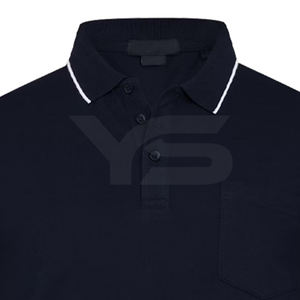 Camiseta de polo de golf de manga corta para hombre ODM, jersey negro con estampado de logotipo personalizado de LICRA de algodón que absorbe alta humedad sólido de secado rápido - Product Image 4