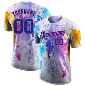 เสื้อยืดผ้าโพลีเอสเตอร์/ ผ้าฝ้ายโพลีเอสเตอร์/ ผ้าถักแบบปกติทรงพอดีตัวสำหรับกีฬาวิ่งขนาดพลัสไซส์ - Product Image 6