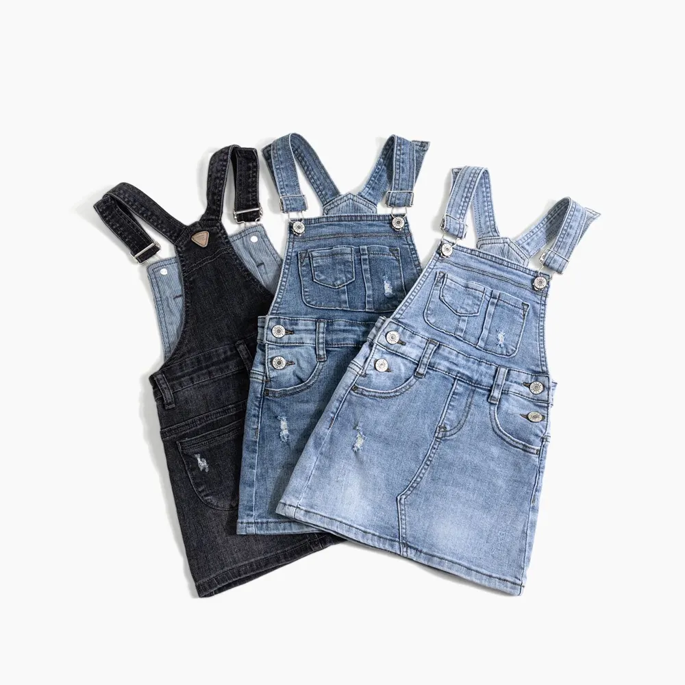 Oem Kinderen Zomer Outfit Luxe Overalls Voor Baby Casual Peuter Jumpsuit Voorzak Jeans Baby Meisje Tuinbroek