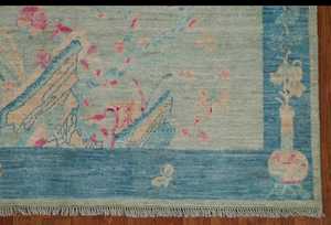 Meilleure qualité Oushak bleu clair tapis noué à la main laine brodée et soie pour la maison hôtels restaurants pour la décoration de la salle de prière - Product Image 3