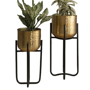 Soporte de tubo de Metal negro de hierro dorado elegante moderno para macetas y macetas, uso de suelo decorativo espacial para jardín y hogar - Product Image 2