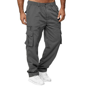 Cómodo pantalón Cargo para hombre, tela de algodón, múltiples bolsillos, Color sólido, aspecto clásico, pantalones para exteriores para hombre - Product Image 1