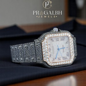 Reloj de diamantes de moissanita totalmente helado para hombre, movimiento automático, Hip Hop, lujo, cara grande, busto, joyería de acero inoxidable - Product Image 3